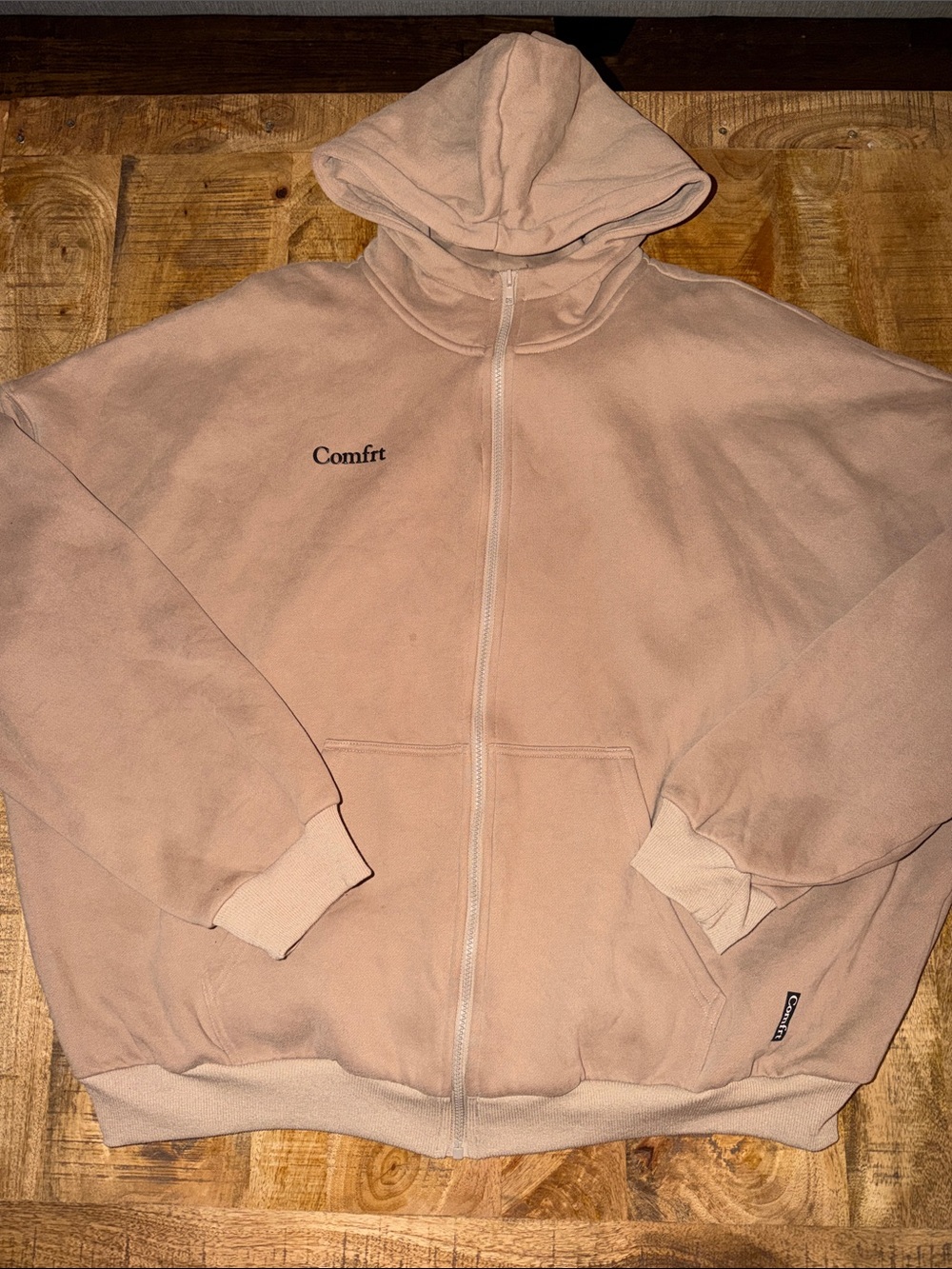 Comfrt Men's Zip-Up Hoodie Sweatshirt - Dusty Pink